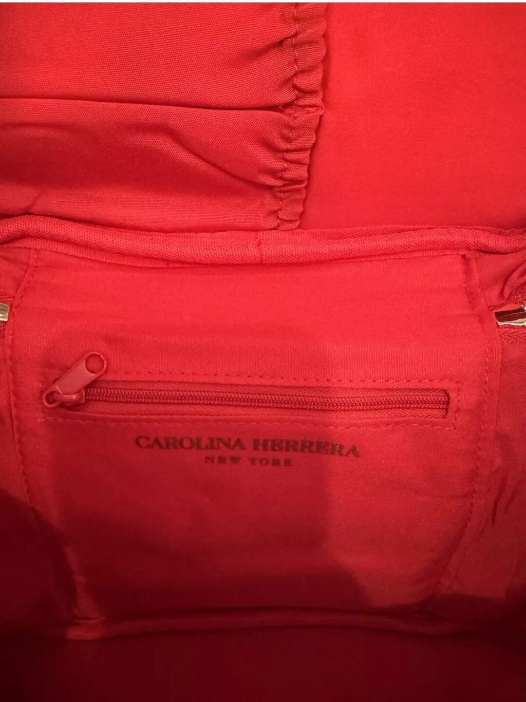 CAROLINA HERRERA Makeup Vanity Case Red Toiletry Pouch Cosmetic Bag CH NEW YORK 1
