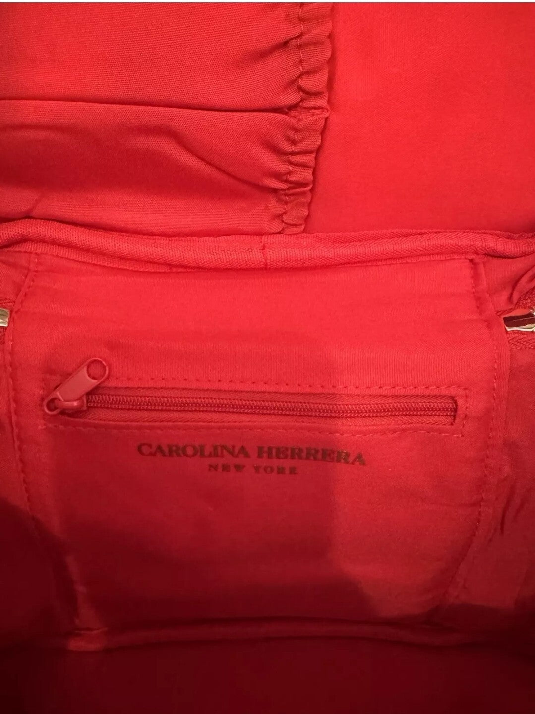 CAROLINA HERRERA Makeup Vanity Case Red Toiletry Pouch Cosmetic Bag CH NEW YORK 1