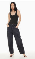 NWOT Agolde Cass Baggy Cargo Jeans Size 33 Barrel Jeans in Black Sz 120