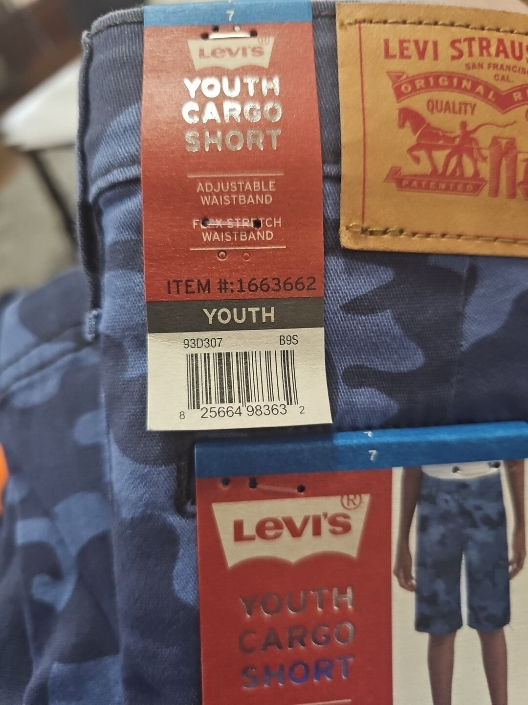 NEW Levi's Youth Boys' Cargo Shorts Blue Camo Size 73