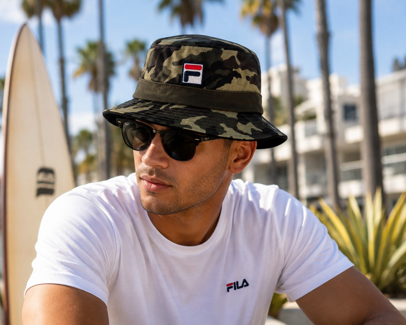 Unisex Men Women Camo Bucket Hat FILA Hip Hop Outdoor Fishing Sun Cap NWT 0