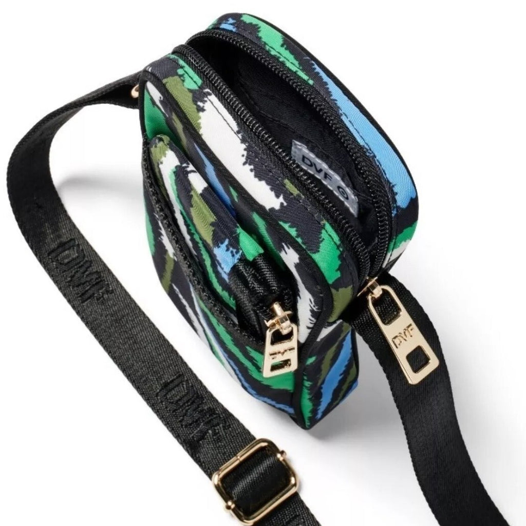 New Diane Von Furstenberg Crossbody Phone Bag Wallet 8" x 5" x 1.5" Disco Zebra 2