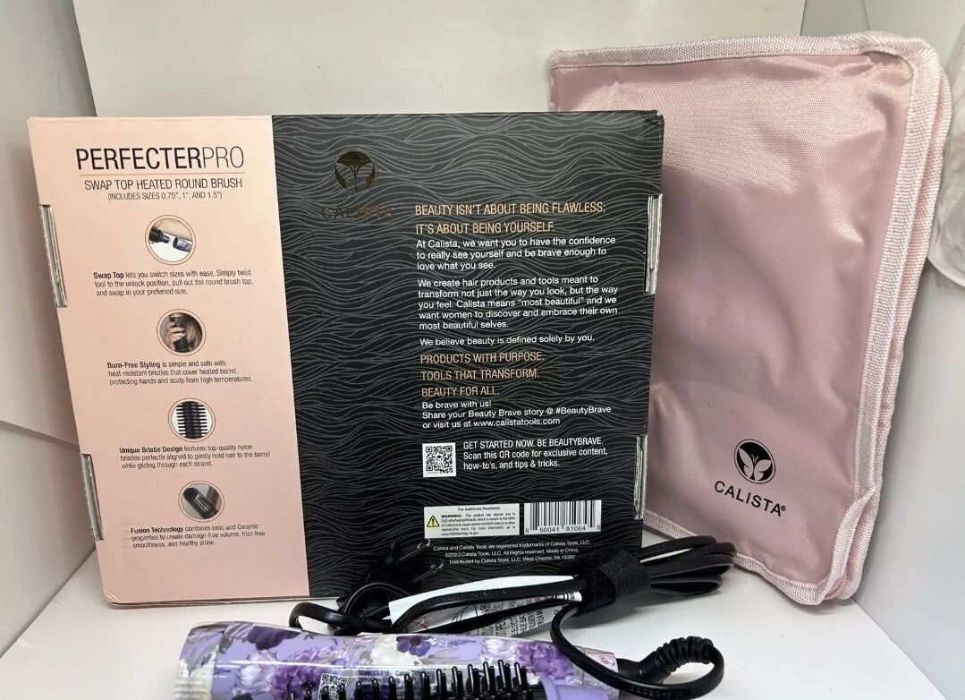 Calista Perfecter Pro Swap Top Heated Round Brush .75" 1" 1.5" Purple Bouquet6