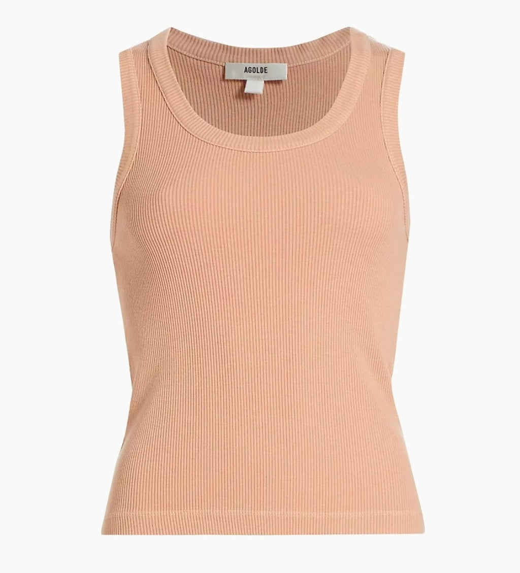 AGOLDE Poppy Scoop Rib Cotton Neck Tank Top Grapefruit NWOT XS $980