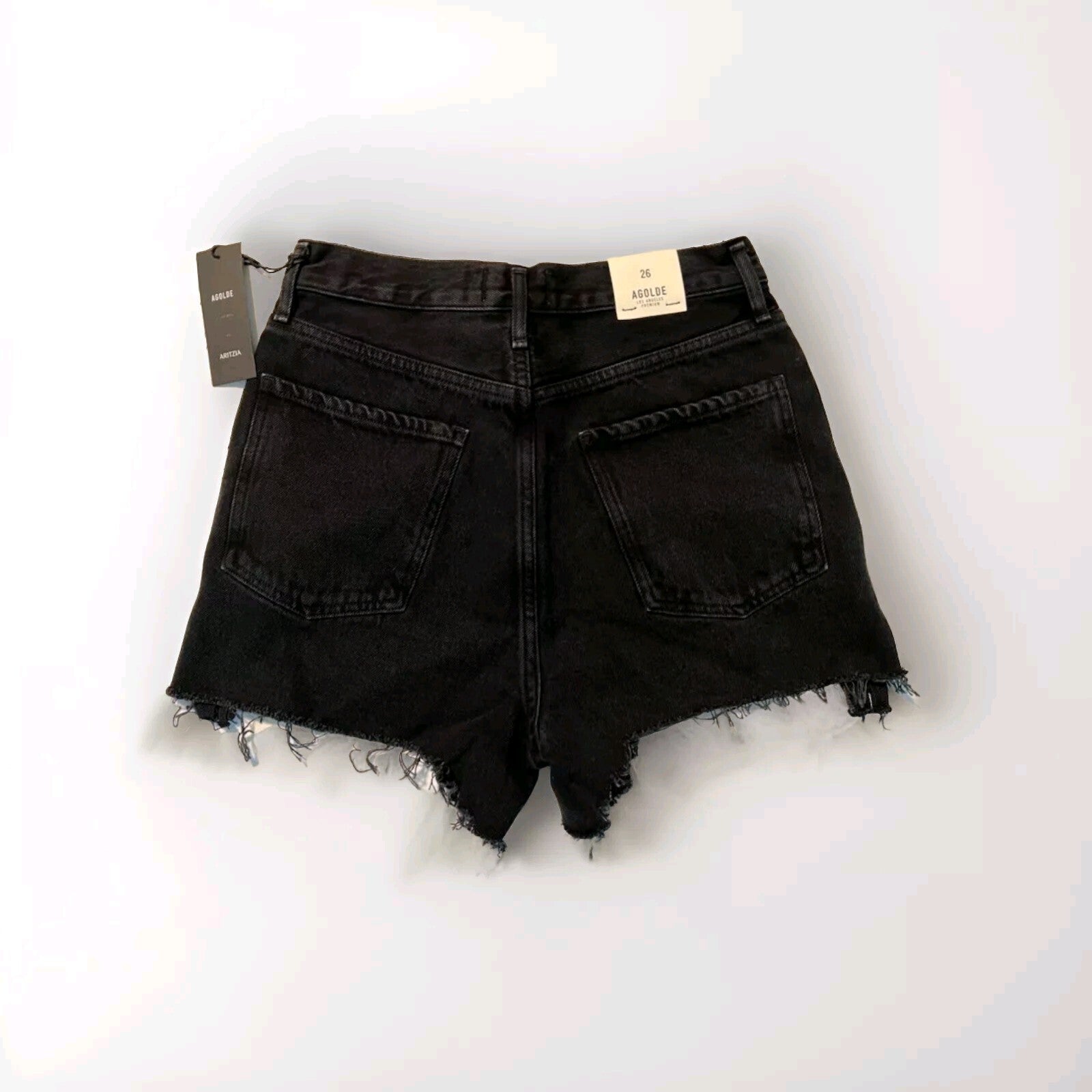 NWT Agolde Aritzia Dee Super High Rise Shorts In Tidal Size 26 Blk Cut Off 1