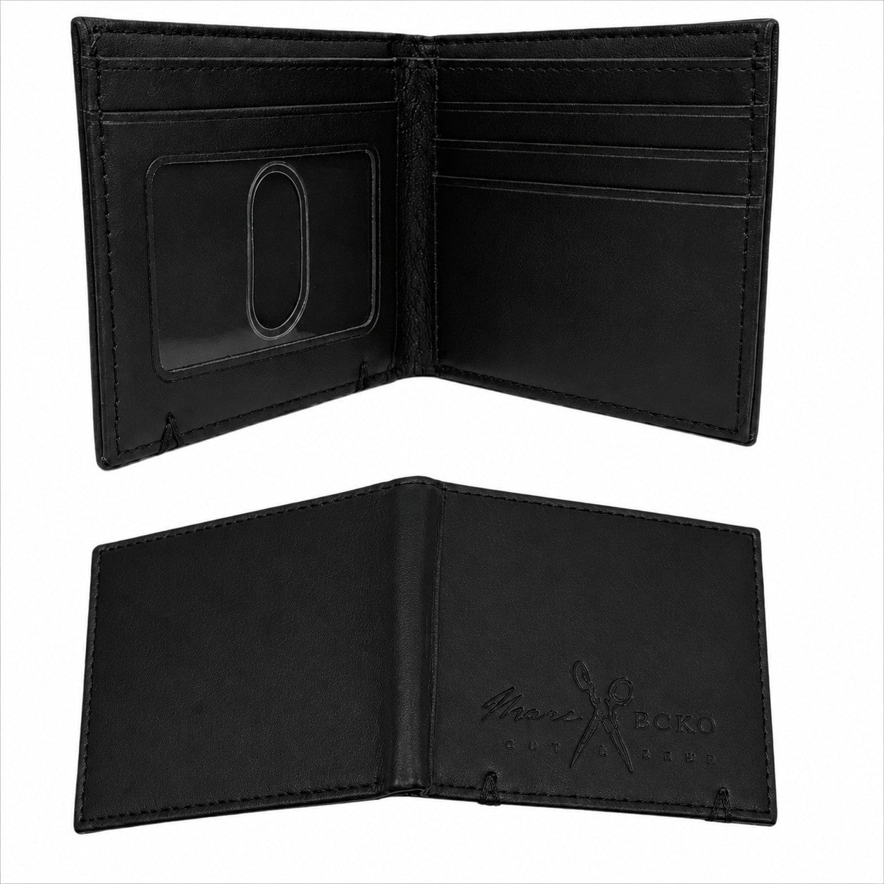 New Marc Ecko Unltd Black Leather Men's Wallet Bi-Fold Card Cut & Sew W Tin 1