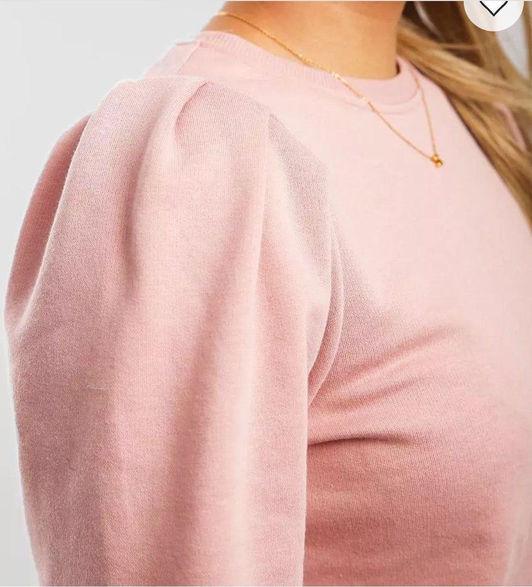 Paper Crane French Terry Crop Sweatshirt Top Size Medium Peach Pink 2