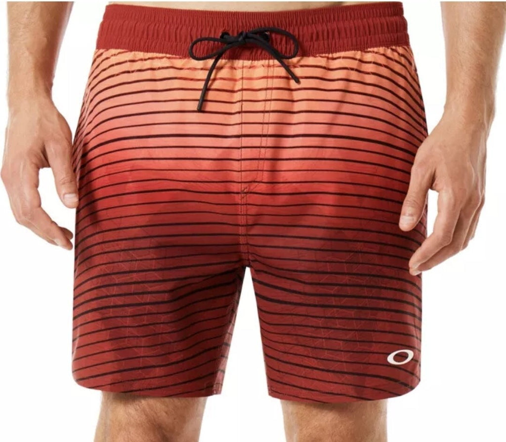 NWT Oakley Beach Stripped 16 Inch Boardshort Sz XL Iron Red0