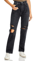 Agolde 90s Pinch Waist High-Rise Organic Cotton Jeans Distressed Blackz 27 $1880
