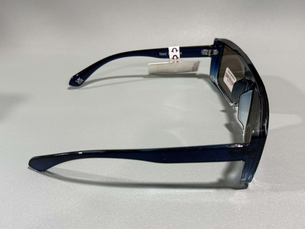 New Original TRUE RELIGION Square Sunglasses Frosted Black  Blue TRM17712