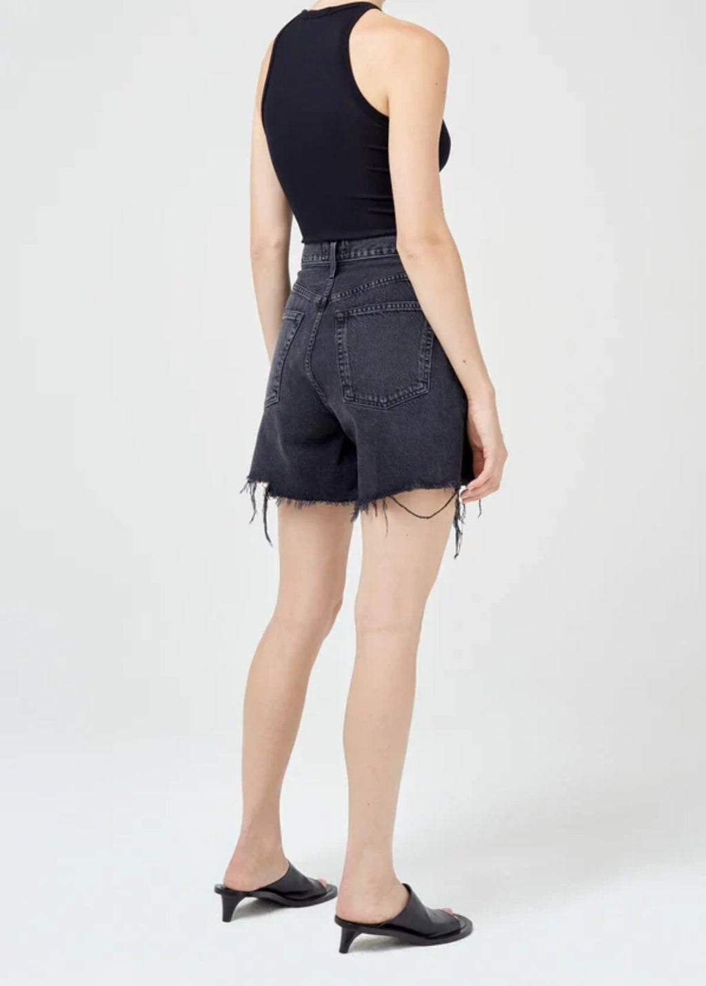 Agolde Shorts Womens 27 Black Cut Off STELLA SHORT Hi Rise BAGGY NEW SZ 4 Waist1