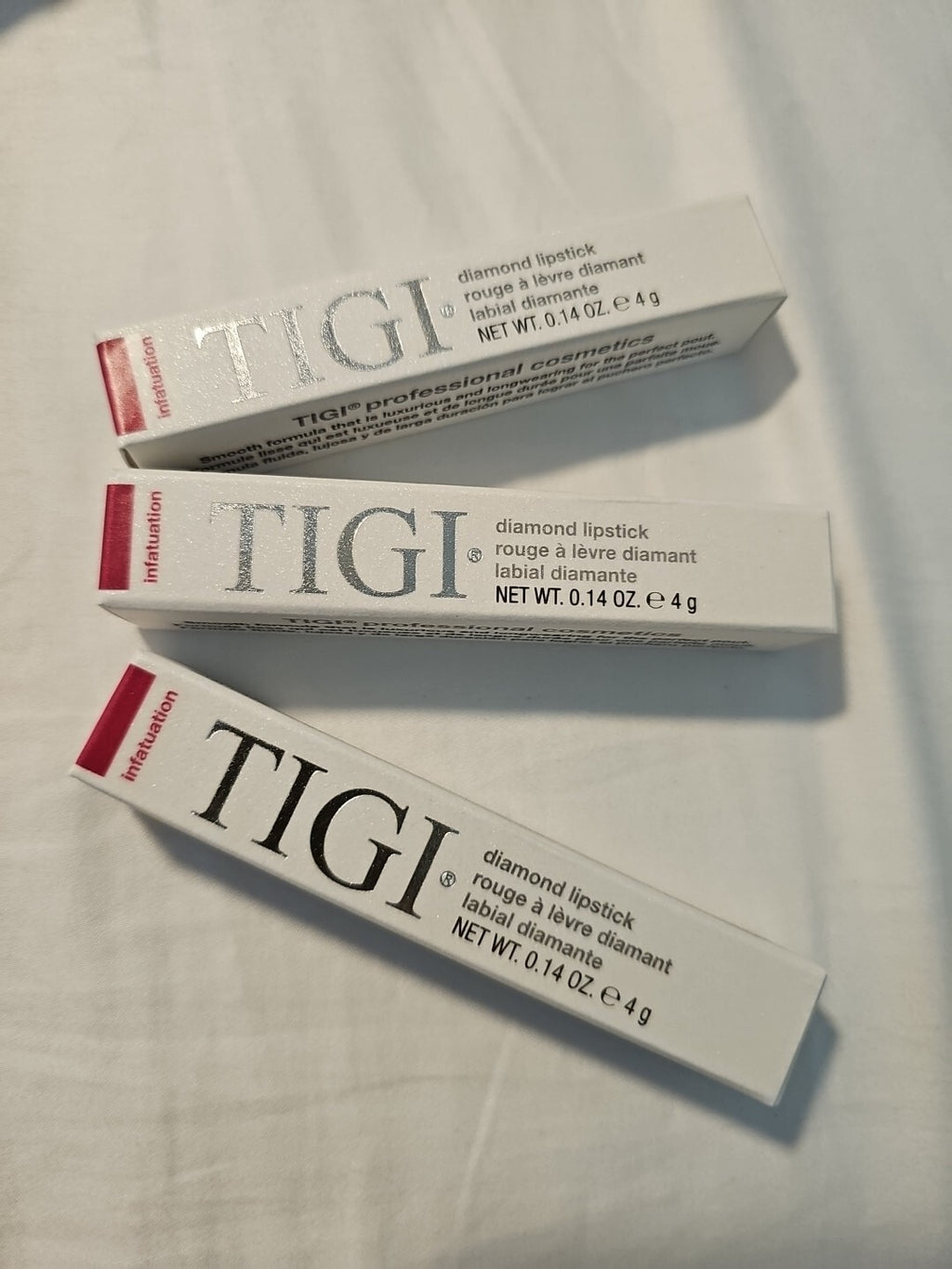 3 TIGI Proffesional Cosmetics DIAMOND LIPSTICK 0.14 OZ  NIB Infatuation Pink 1