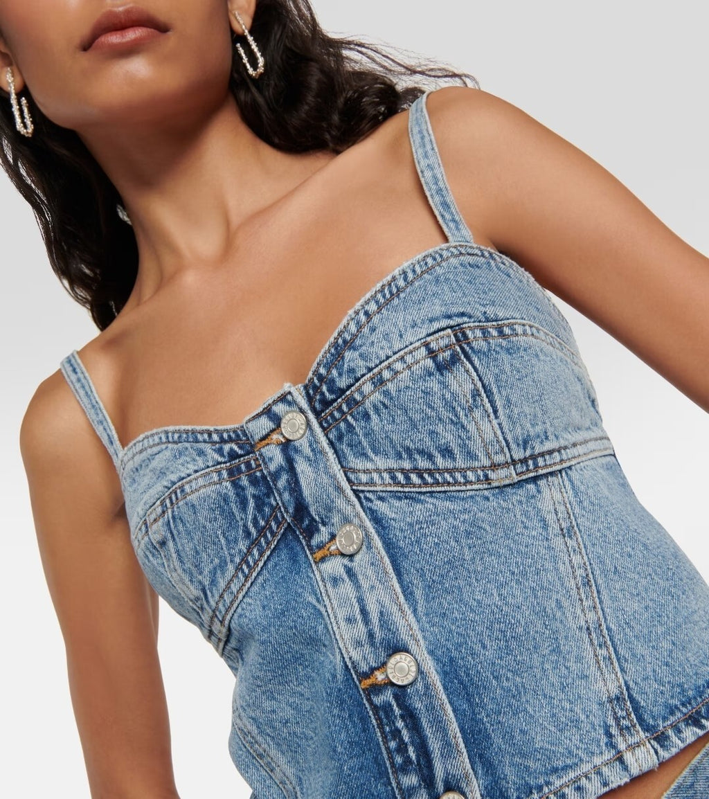 Agolde Lola Denim Crop TOP Women's In TEMOR BUSTIER Size Small SM6