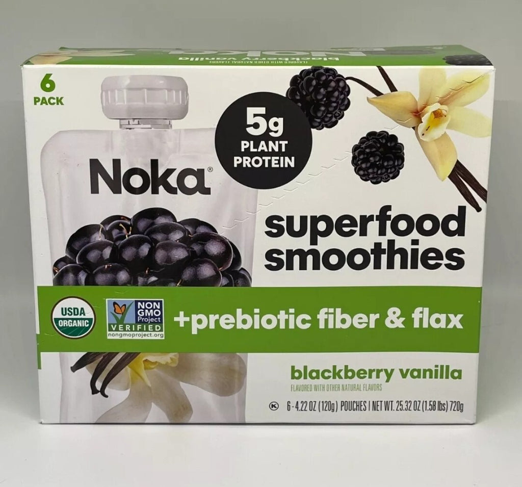 Noka Blackberry Vanilla Superfood Smoothie Pouches, Vegan, 4.22oz, 6 Pk.0