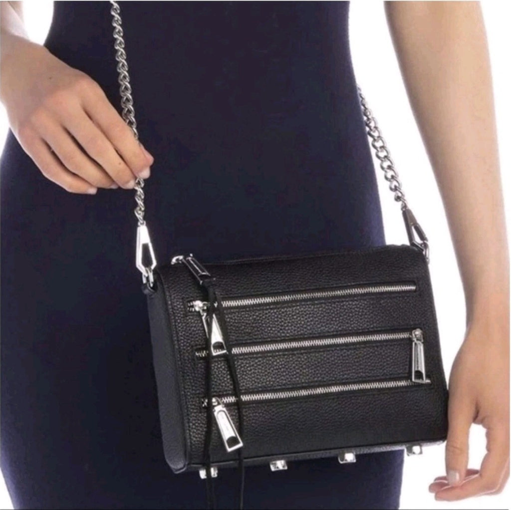 Rebecca Minkoff Mini 5 Zip Cross-body Bag, Black Brand New1
