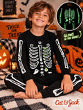Halloween Skeleton Glow-In-The Dark Pajama Set. Kids Size 6 2pc Set Cat & Jack 0