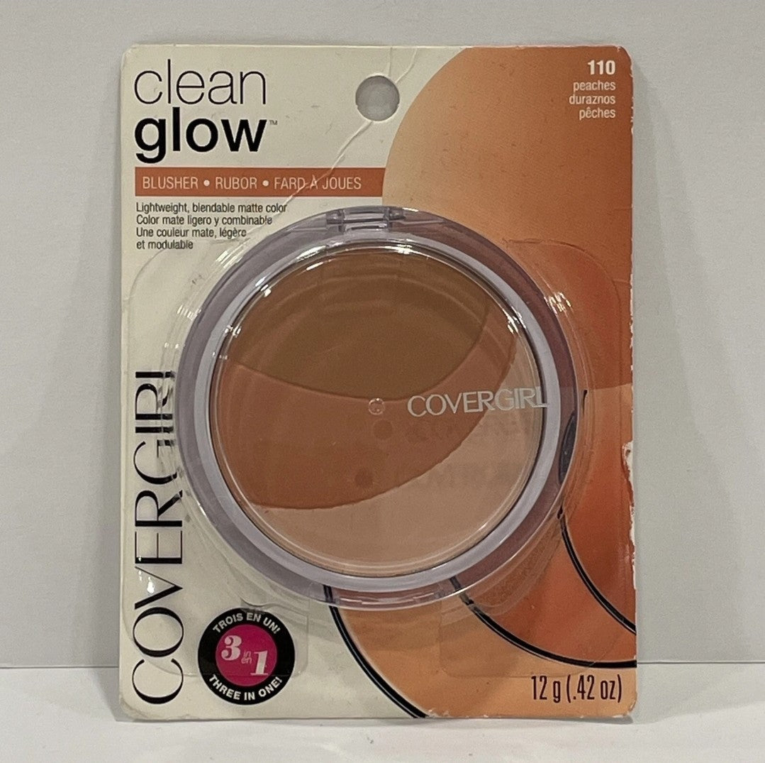 COVERGIRL Clean Glow Blusher 110 PEACHES 3 in 1 Blendable Matte Blush Trio NEW0
