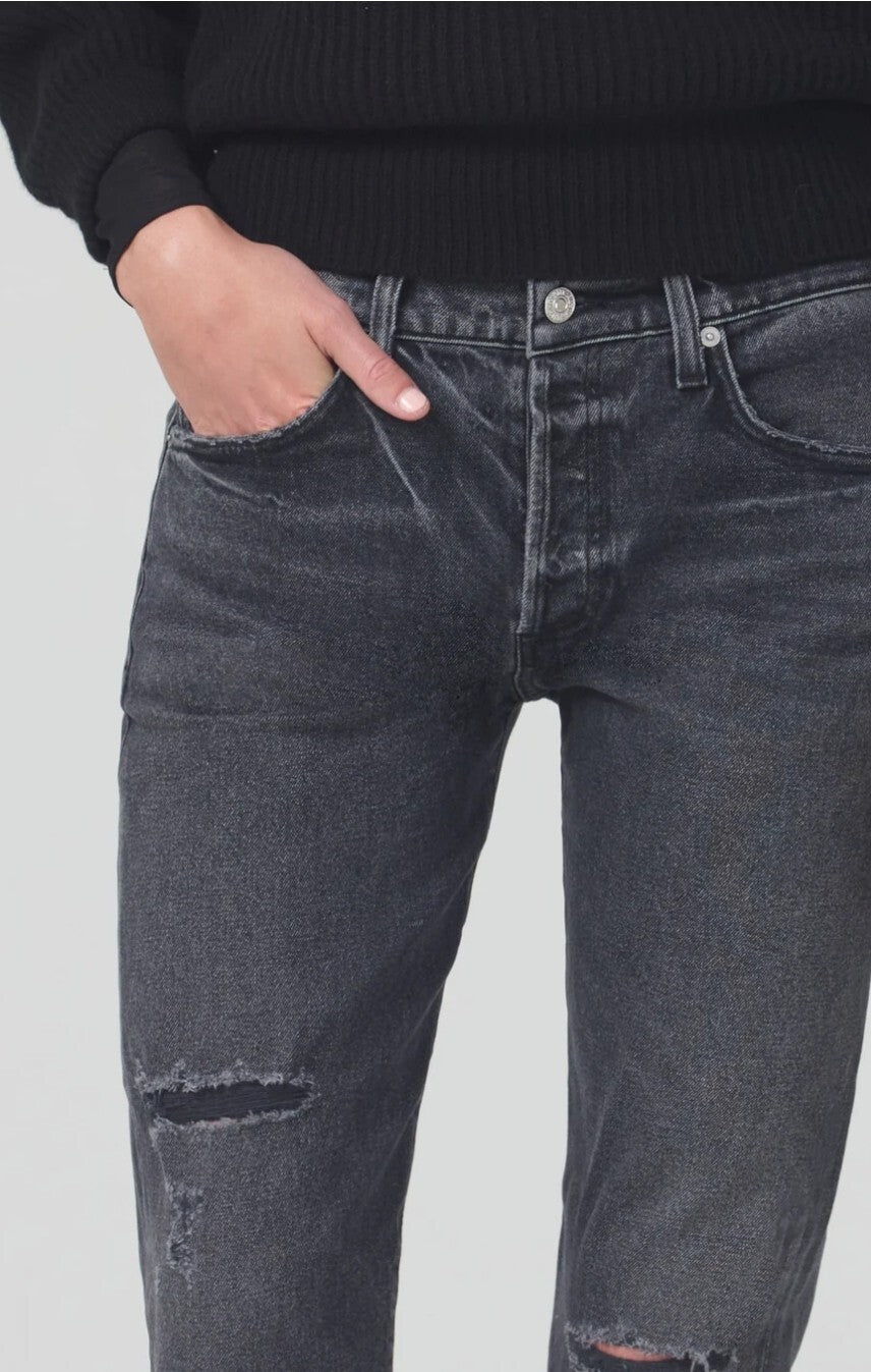 NWOT Citizens Of Humanity Emerson Mid Rise Relaxed Jeans Black Pepper Blk Sz. 275