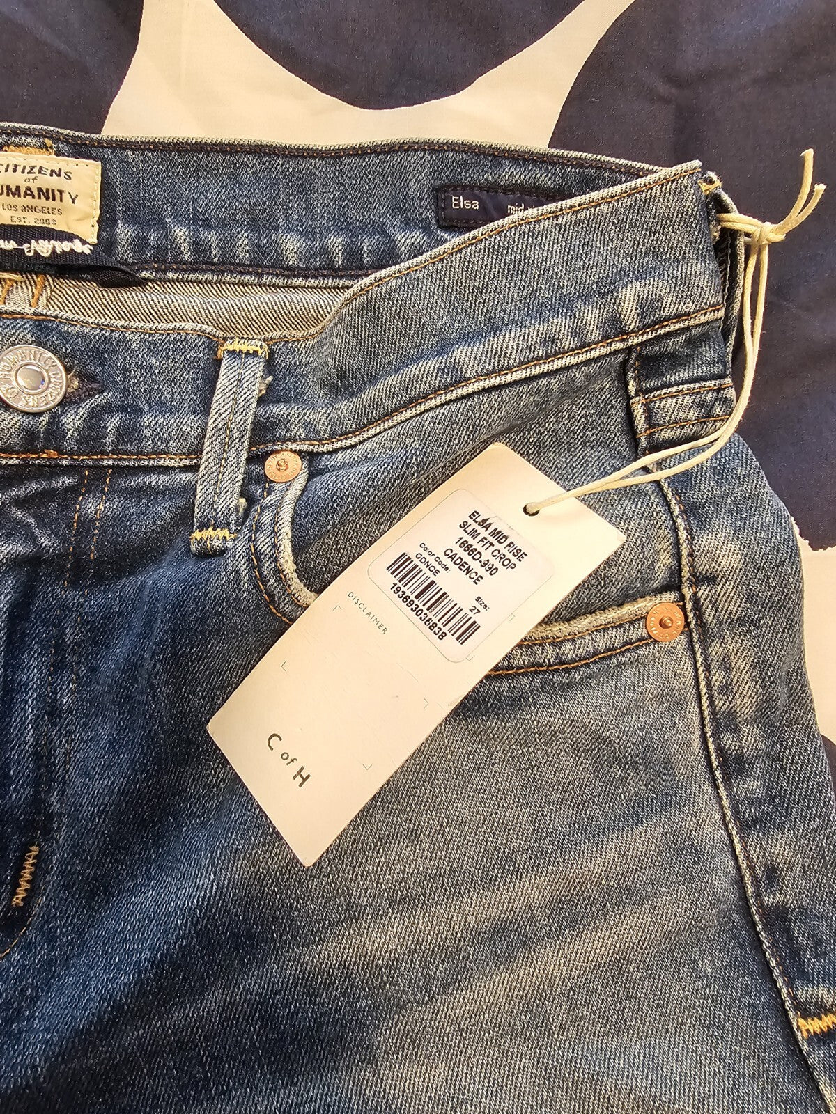 Citizens Of Humanity Elsa Mid Rise Slim Fit Crop Jeans New Size 27 Cadence Distr1