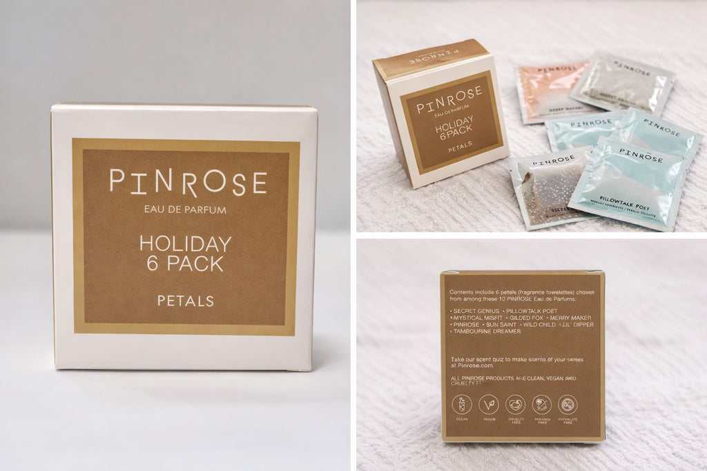 4 Pinrose Eau De Parfum Holiday 6 Pack Petals (24) FRAGRANCE TOWELETTES NIB3