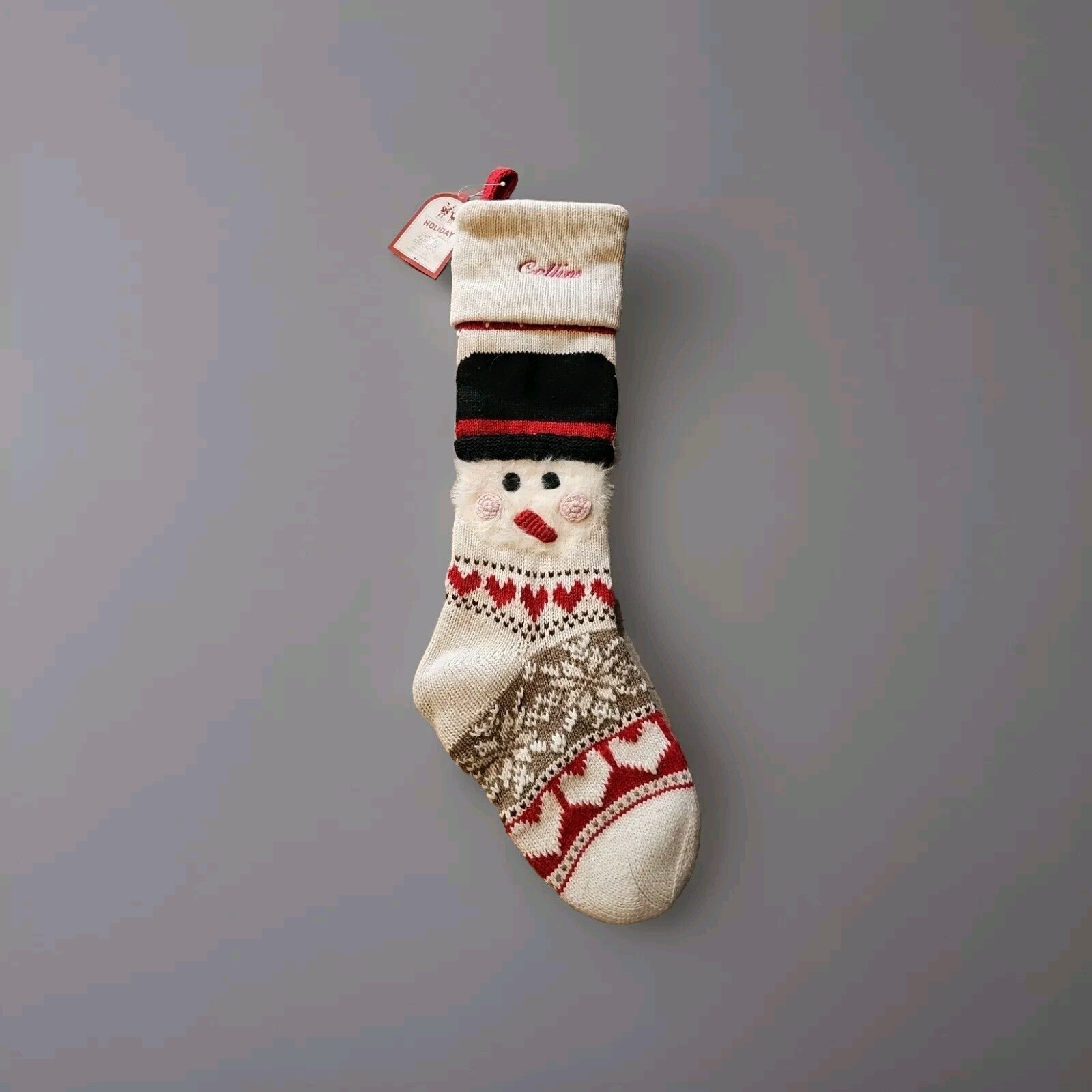 NWT Pottery Barn Kids SNOWMAN MERRY & BRIGHT Christmas Stocking Collins Monogram0
