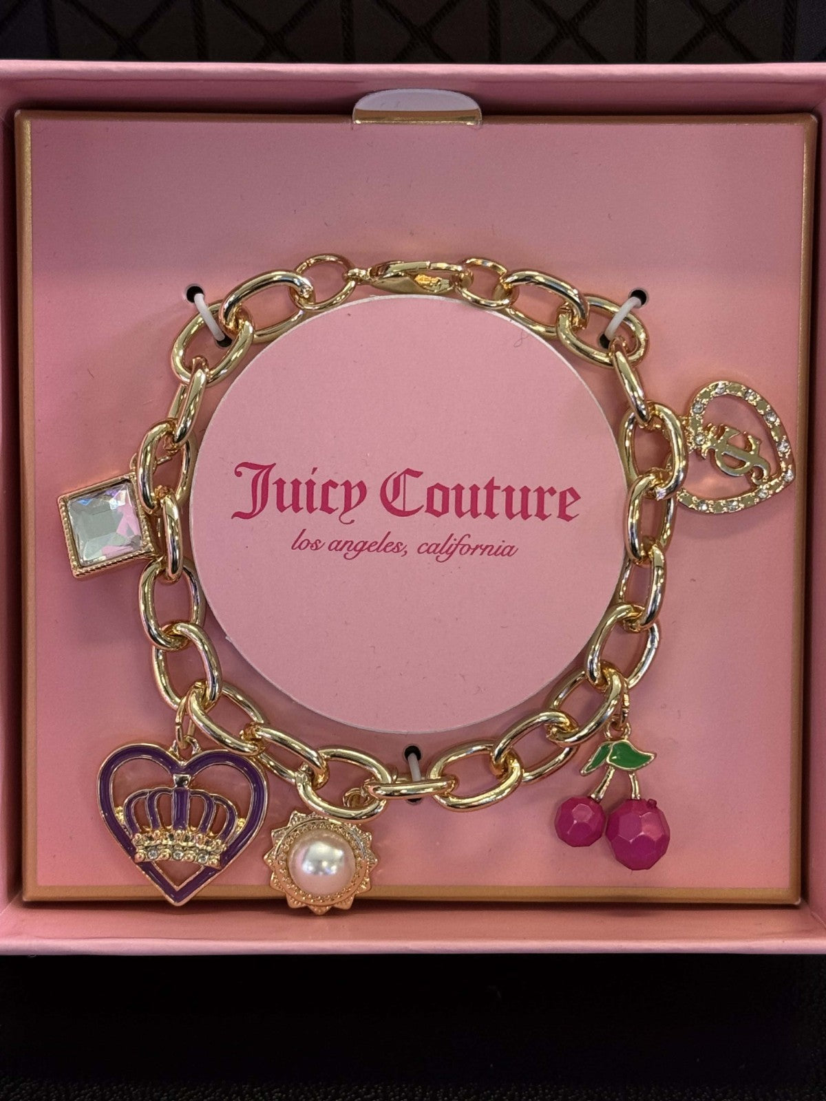 NWT Juicy Couture Womens Fashion Bling Charm Chain Bracelet Crown ️ Y2K Heart 1