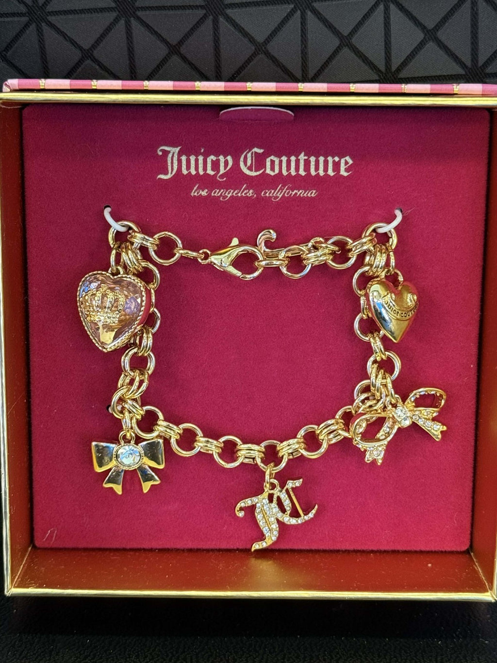 NWT Juicy Couture Womens Fashion Bling Charm Chain Bracelet Crown  Y2K Heart 1