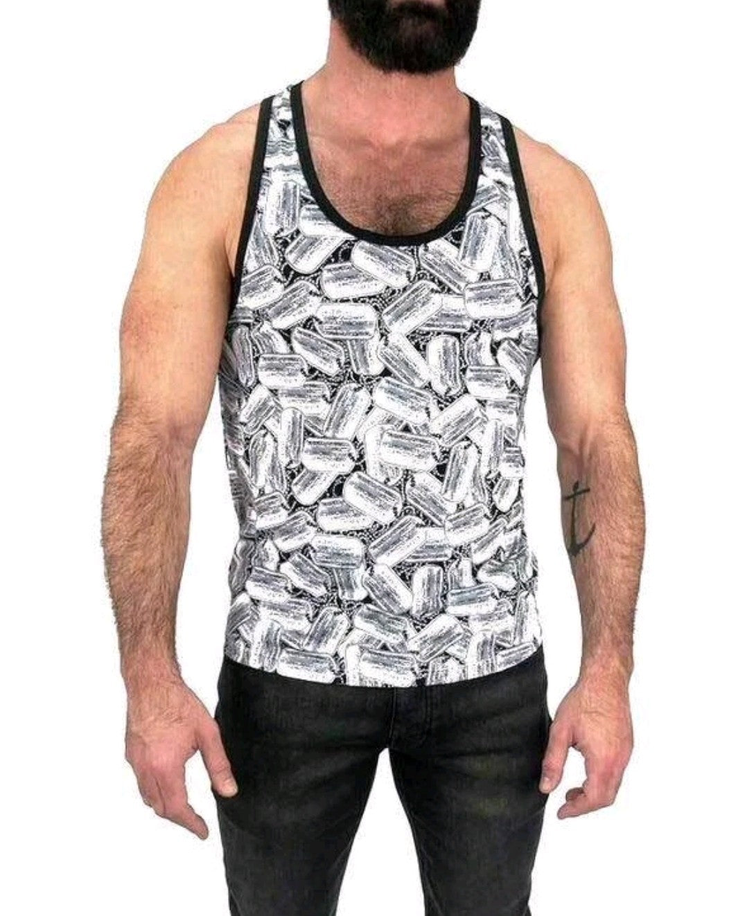 Nasty Pig Dog Tag Tank Top NWT Black/White Sz XXL  Gay Intrest 2XL 2