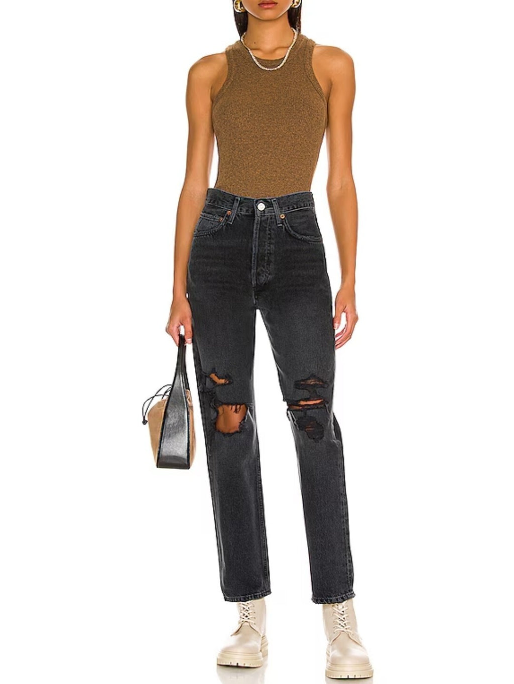 NWT Agolde 90s Mid Rise Loose Fit Jeans in Vagabond Washed Black Size 273