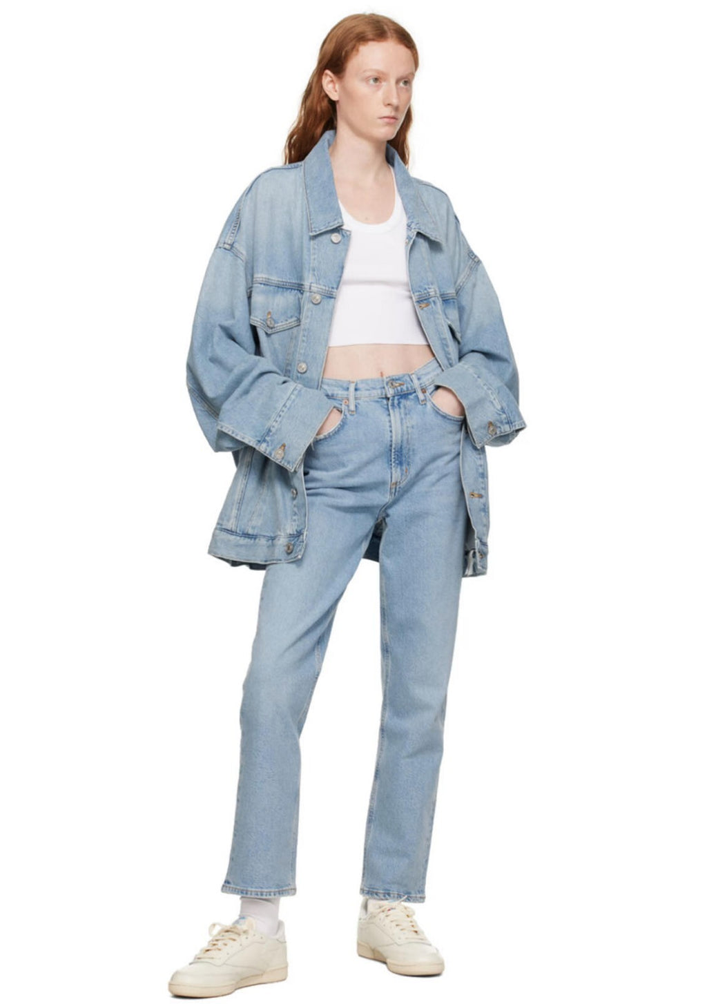 AGOLDE Stovepipe High-Rise Straight Jeans light blue Sz 27 3