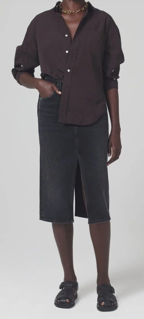 COH Citizens Of Humanity Bea Double Slit Skirt Denim Sz 27 Stormy Blk NWT $2290