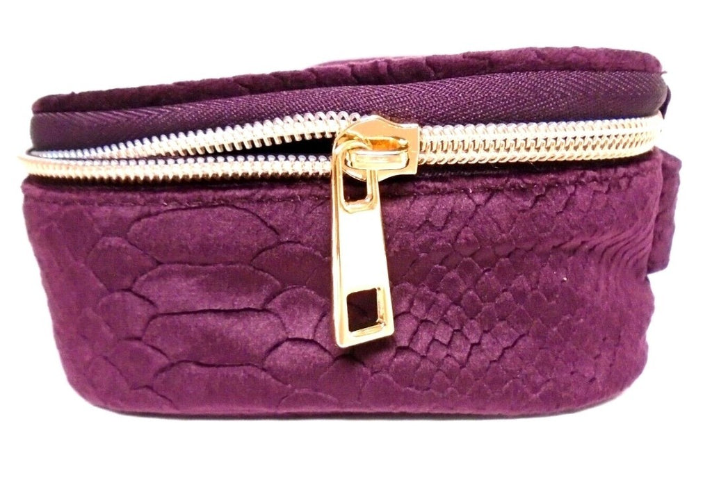 Purple Snakeskin Velvet Toiletry Makeup Travel Bag COSMETIC From Neiman Marcus4