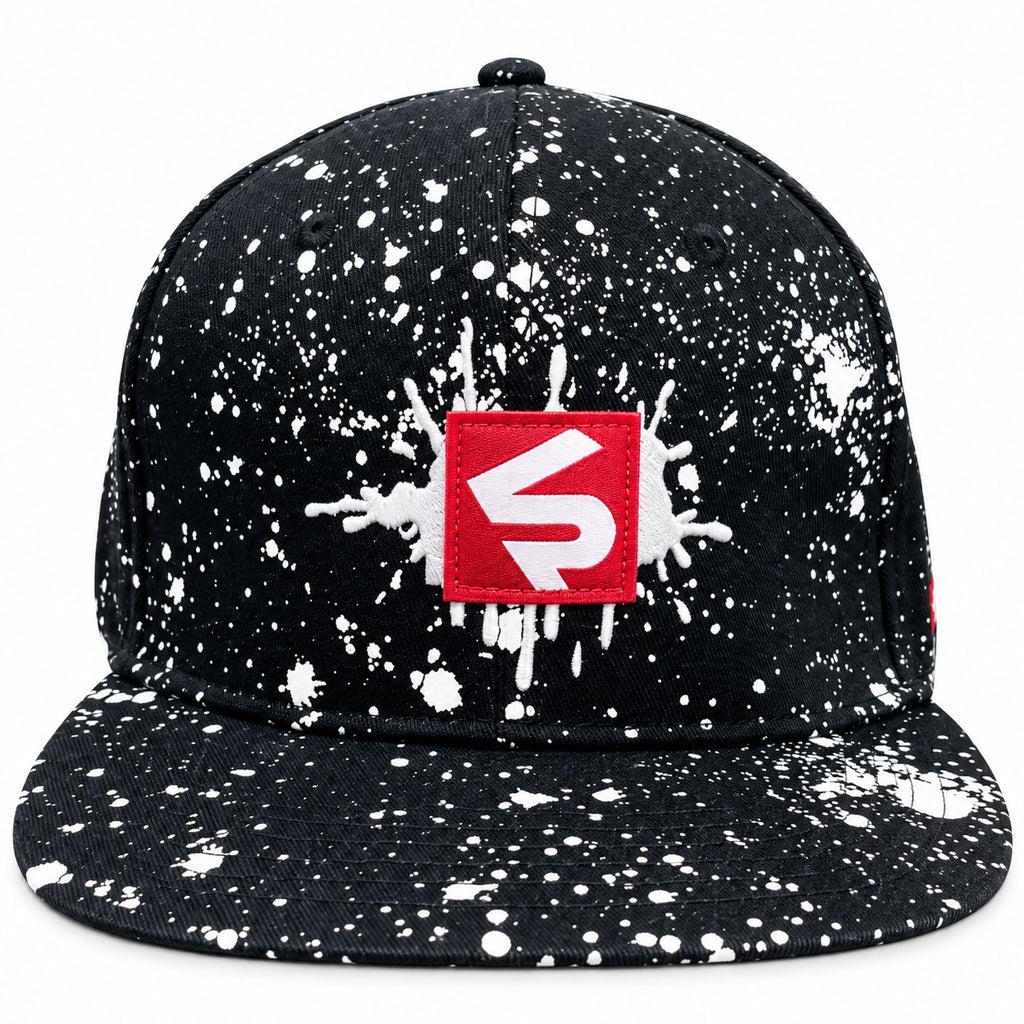 Southpole Mens Snapback Hat Black White Paint Splatter Flat Bill Adjustable Cap1