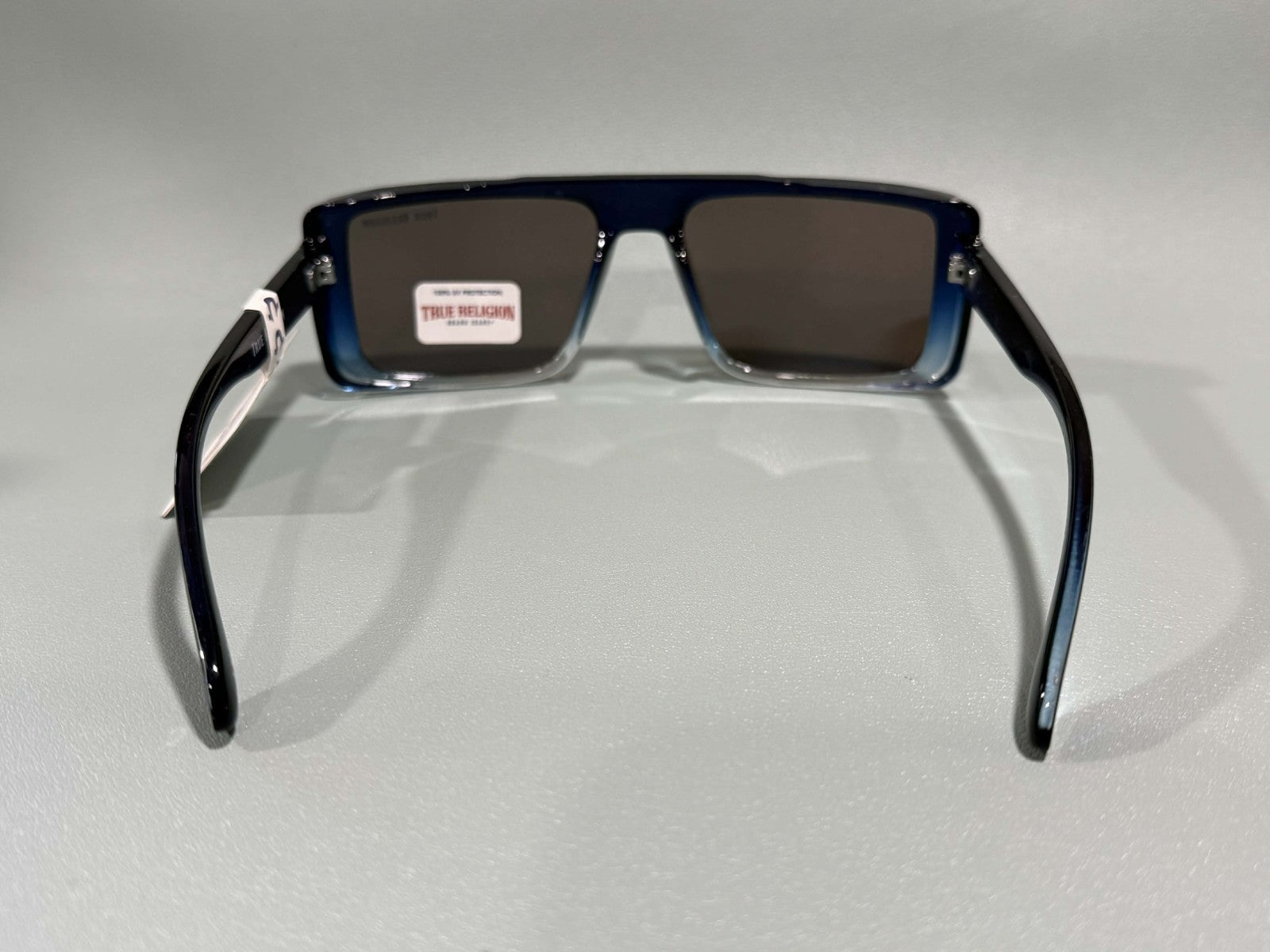 New Original TRUE RELIGION Square Sunglasses Frosted Black  Blue TRM17713