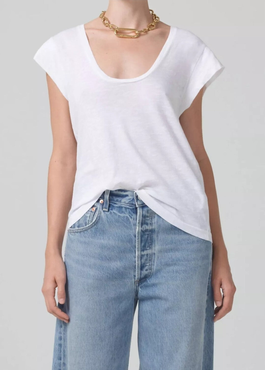 NWT Citizens Of Humanity Inessa Tee In White Sz Sm COH Anthropologie Top4
