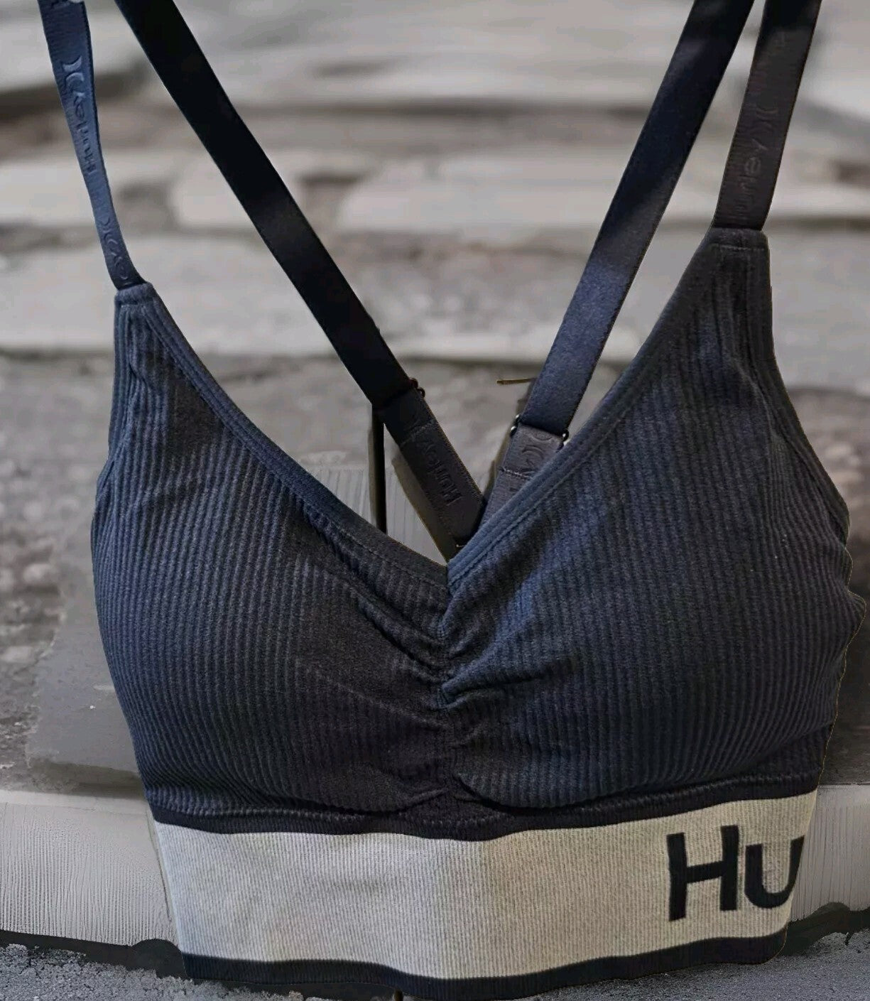 Hurley NWT Convertible Strap Seamless Sports Bra Heather Blue & Navy 2 Pack M1