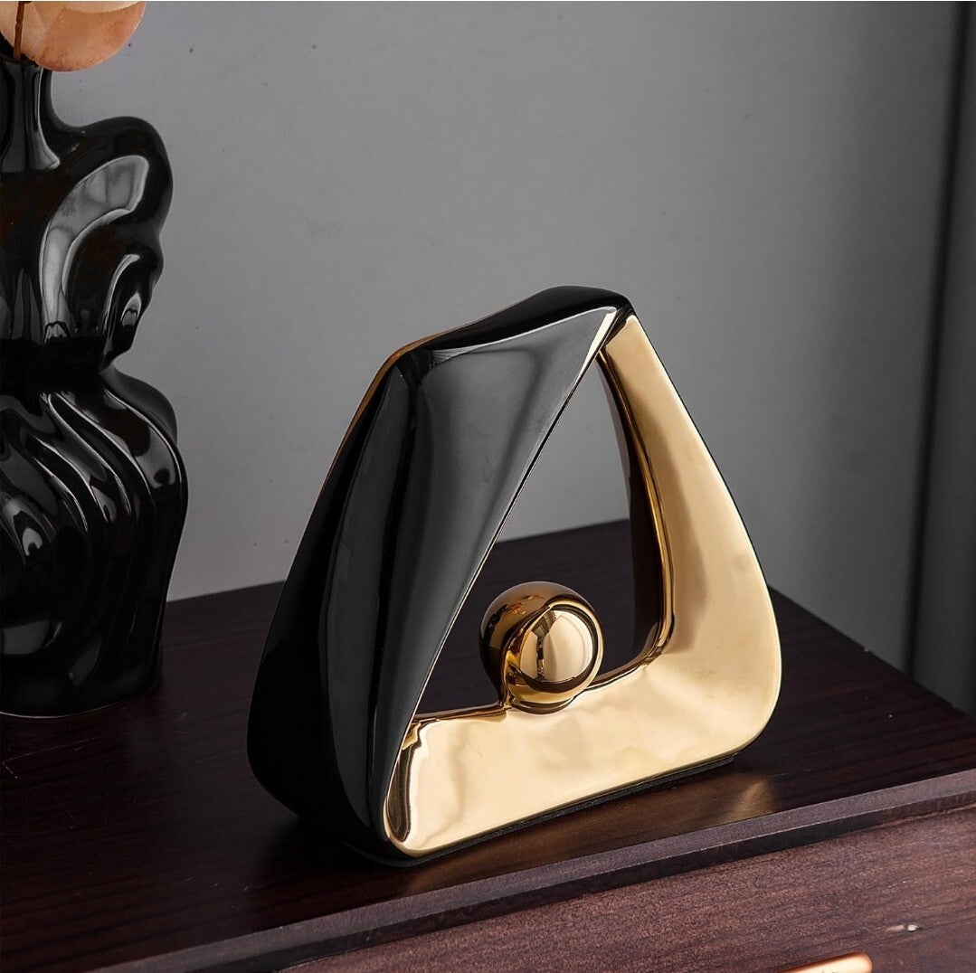 Abstract Gold & Black Decorative Sculpture Art Deco 80's Vibe Modern Piece 5