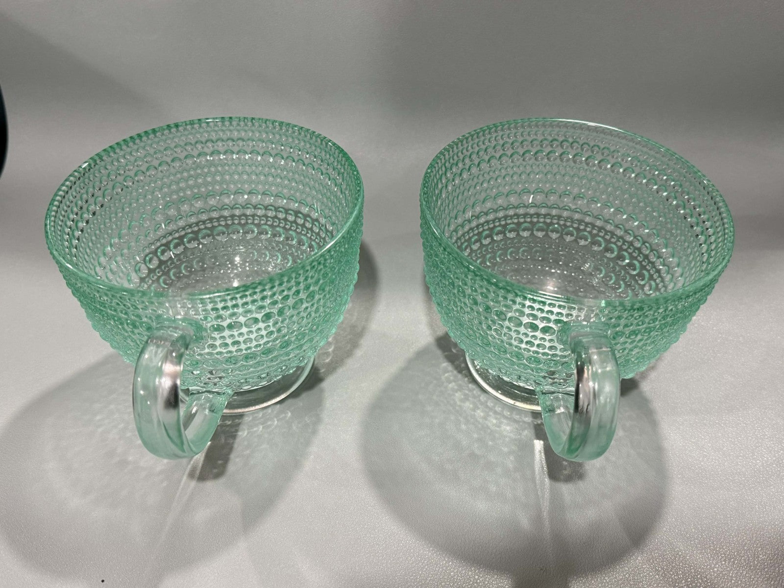Seafoam Green, Bubble Bead Raised Texture 13.5 Oz Durable Glass Tea Cup Mug Set1