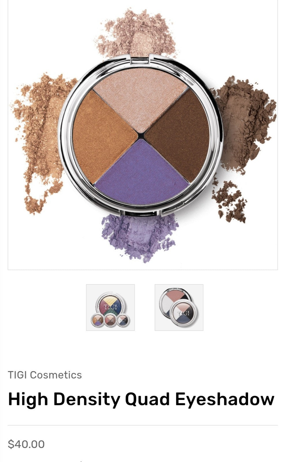 TIGI High Density Eyeshadow Posh Quad Pallette .32 oz New Cosmetic Shadow 2
