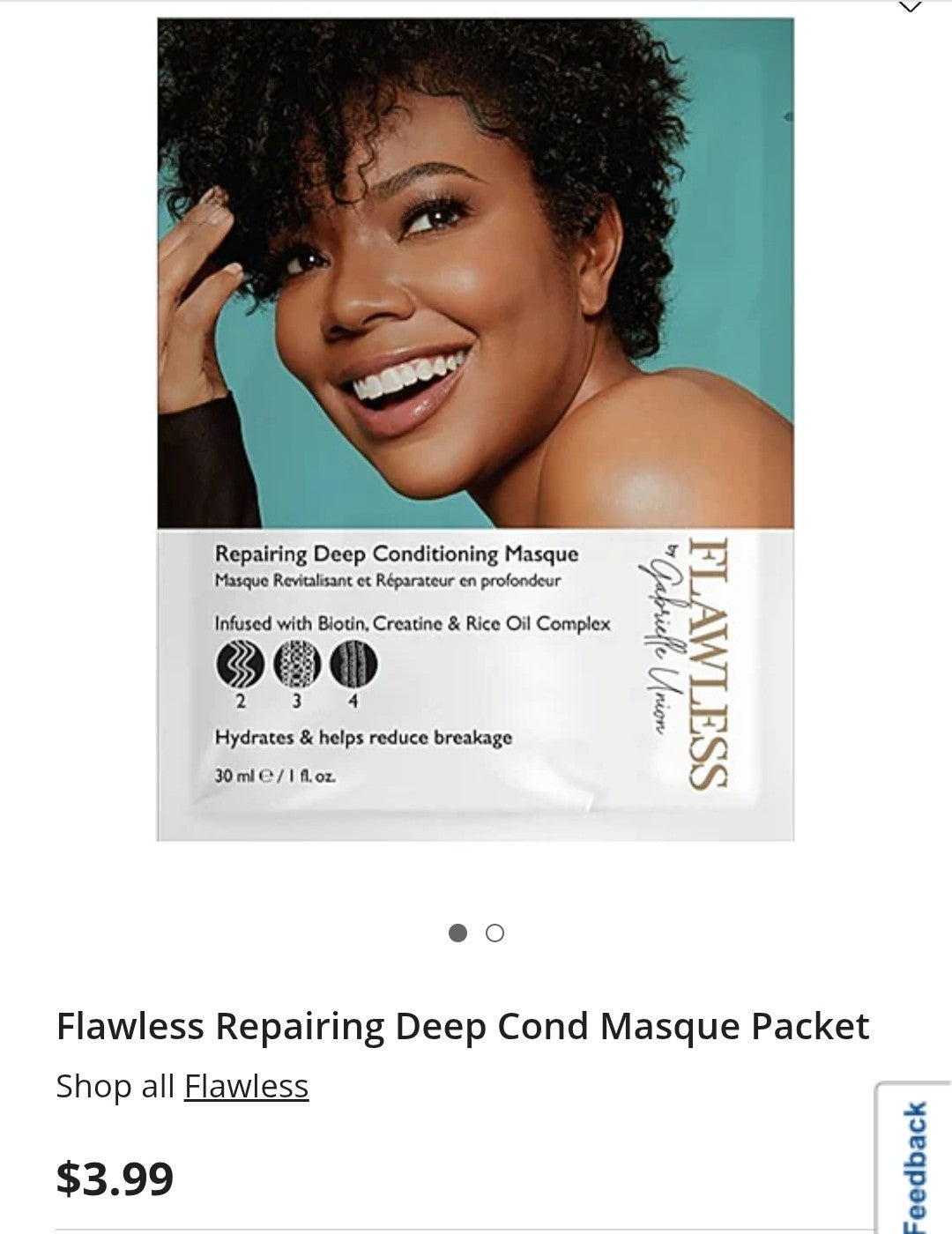 100 Count Flawless Gabrielle Union Repairing Deep Conditioning Masque 1 oz Lot