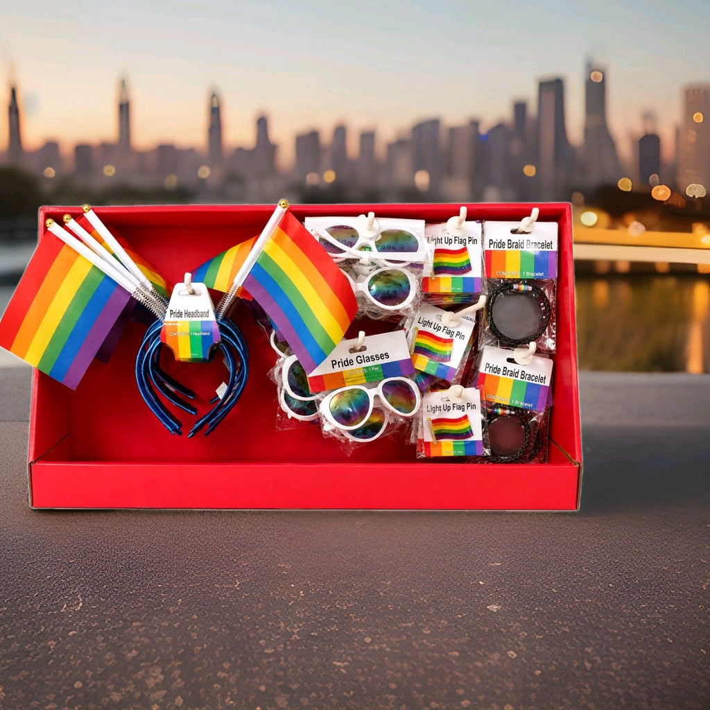 42 Pc Pride Party Favor Lot Glasses Bracelets Headbands Pins Rainbow LGBTQ New