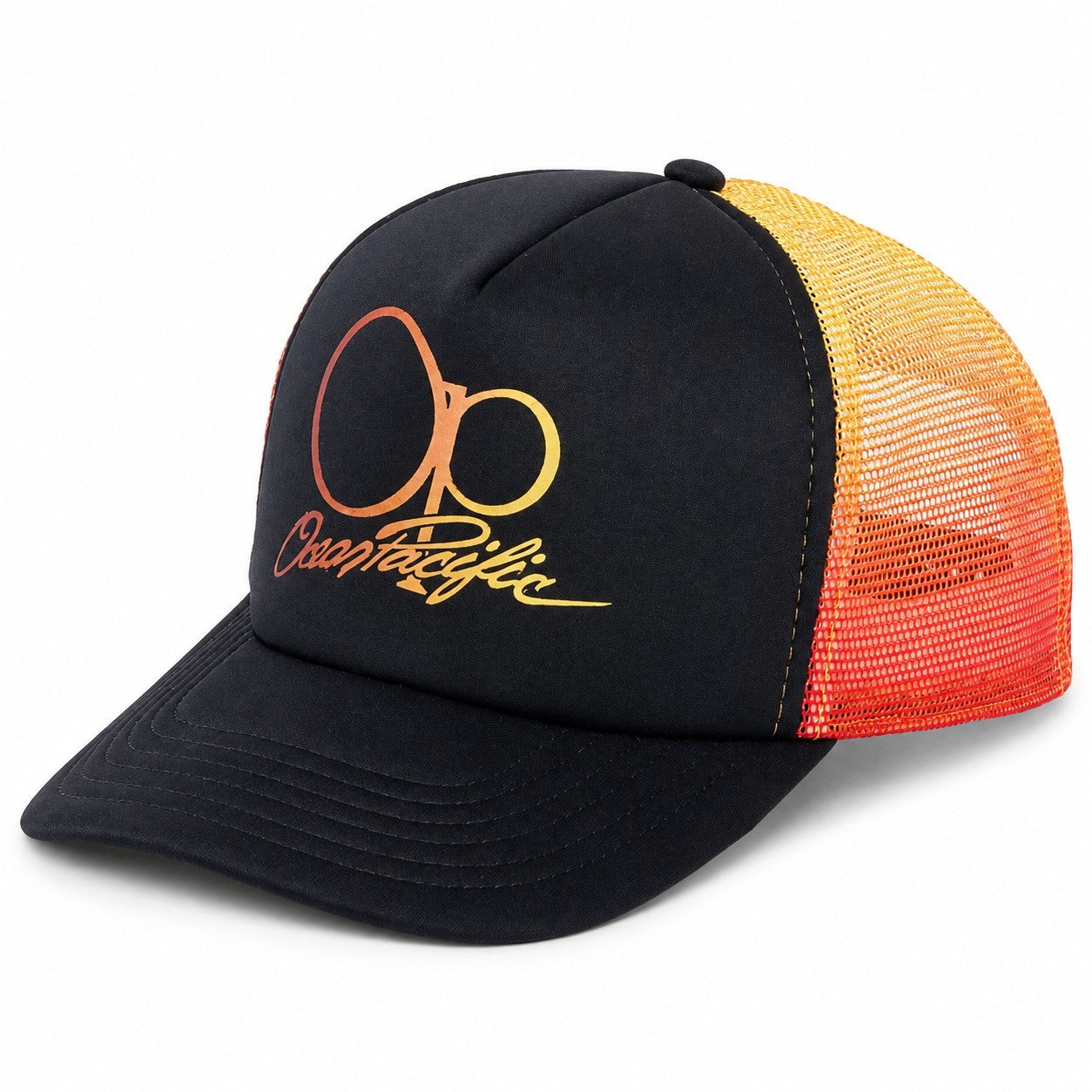 Ocean Pacific OP Trucker Hat Black Orange Mesh Snapback Surf Cap Adjustable New