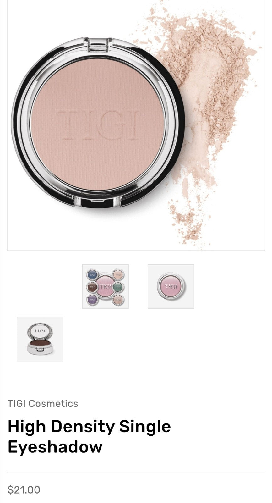 NWB TIGI Cosmetics High Density Single Eyeshadow Vanilla Matte 0.13 Oz. 3