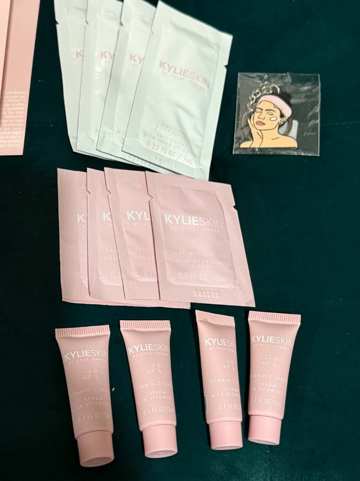 Kylie Cosmetics 26-Piece Makeup Bag Bundle Rare Kylie Skin Keychain Samples Lot