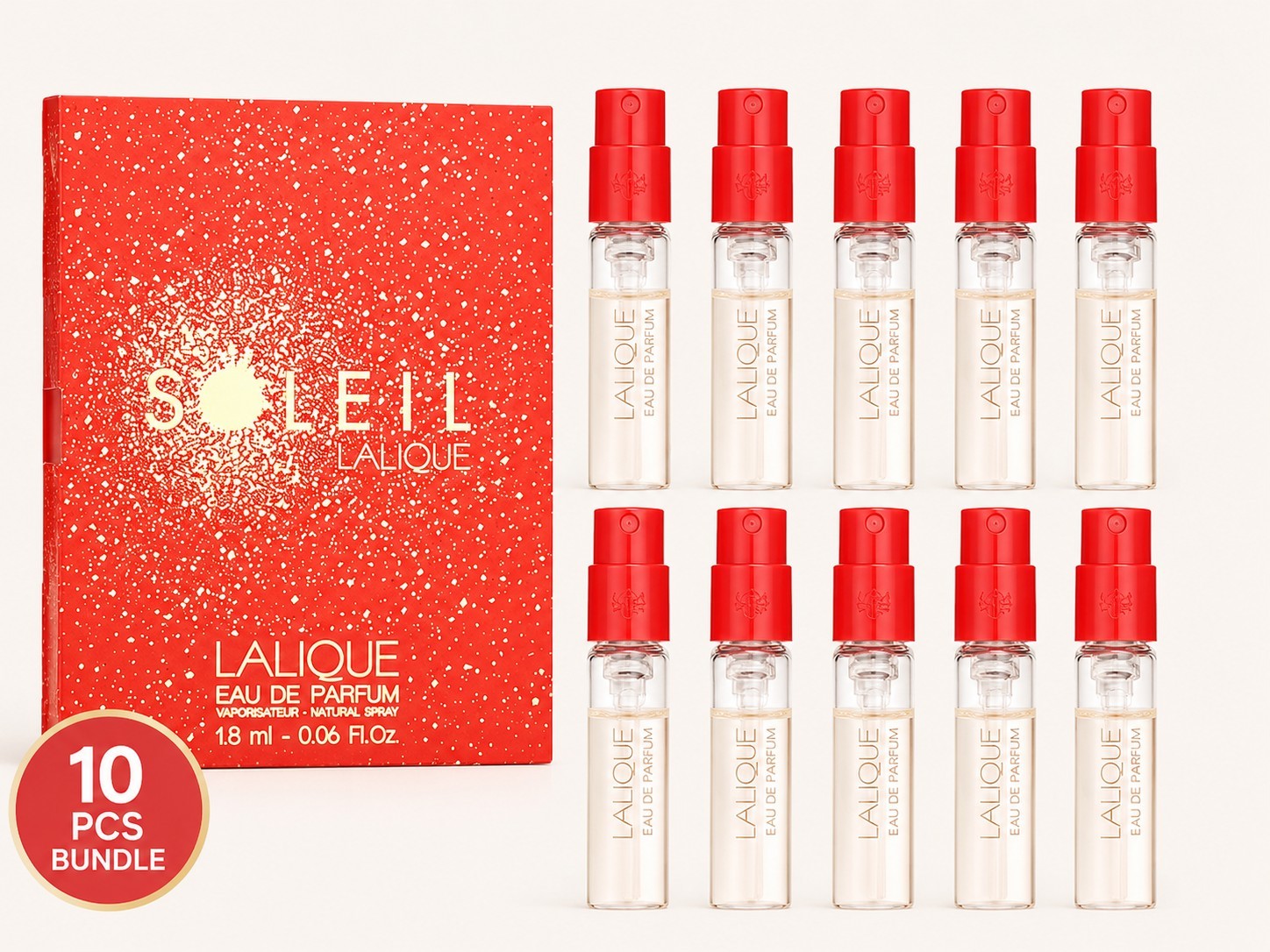 10 x Lalique Soleil LALIQUE Eau De Parfum 1.8 ml/0.06 oz Sample EDP Vial Spray
