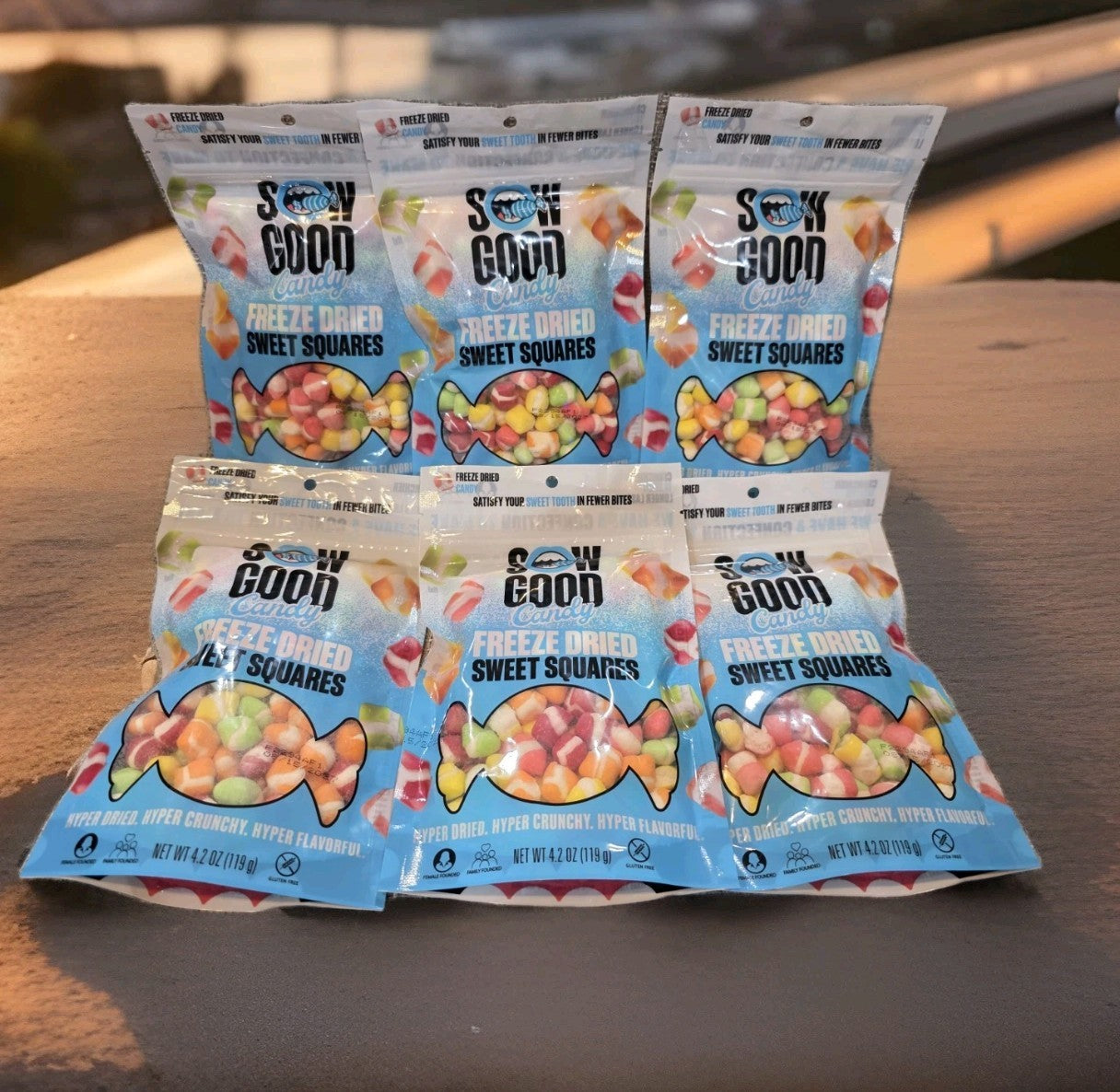 24x Sow Good Freeze Dried Sweet Squares Bites Candy 4.2 oz Bulk Lot BB 08/27 🍬