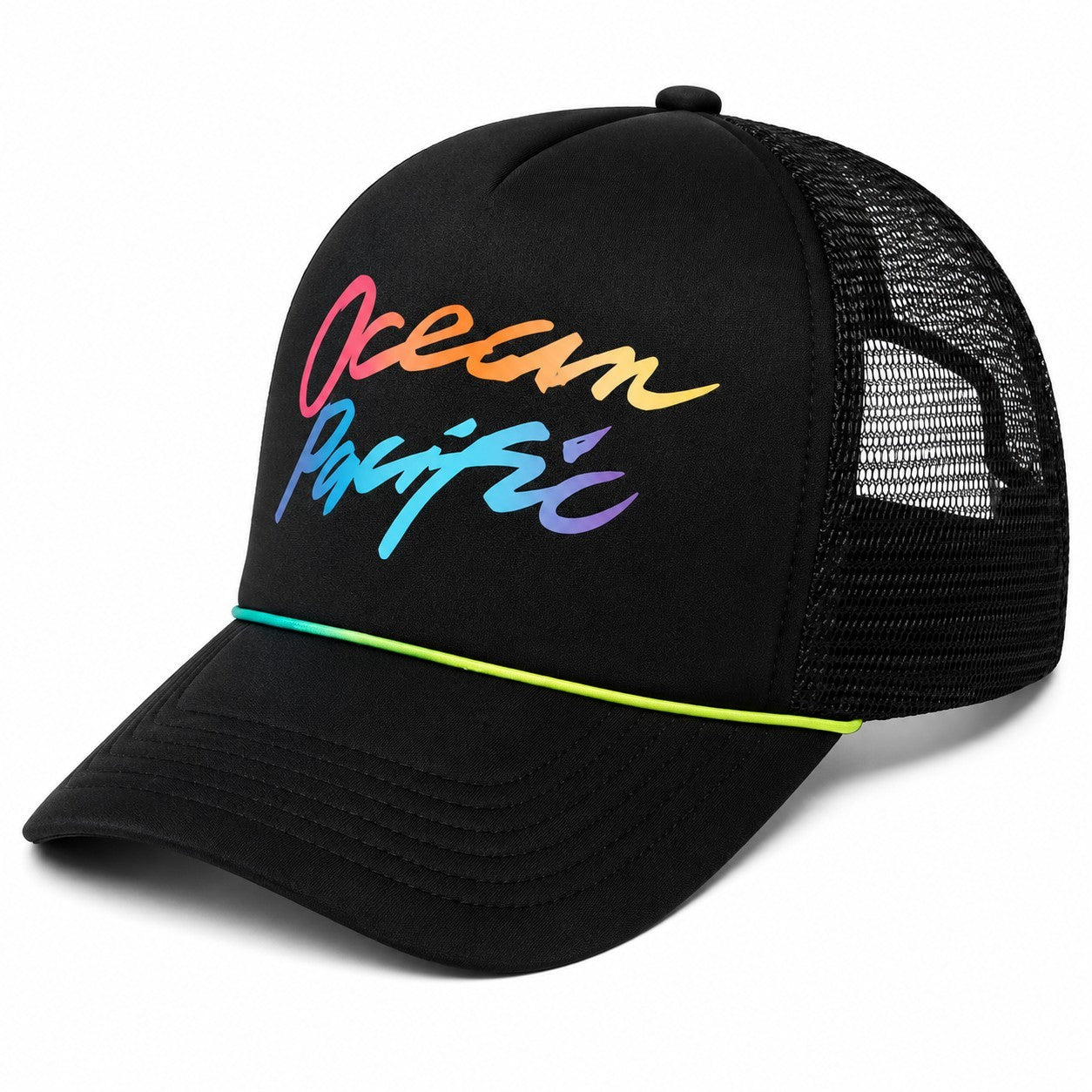 Ocean Pacific OP Trucker Hat Black  Mesh Snapback Surf Cap Adjustable New