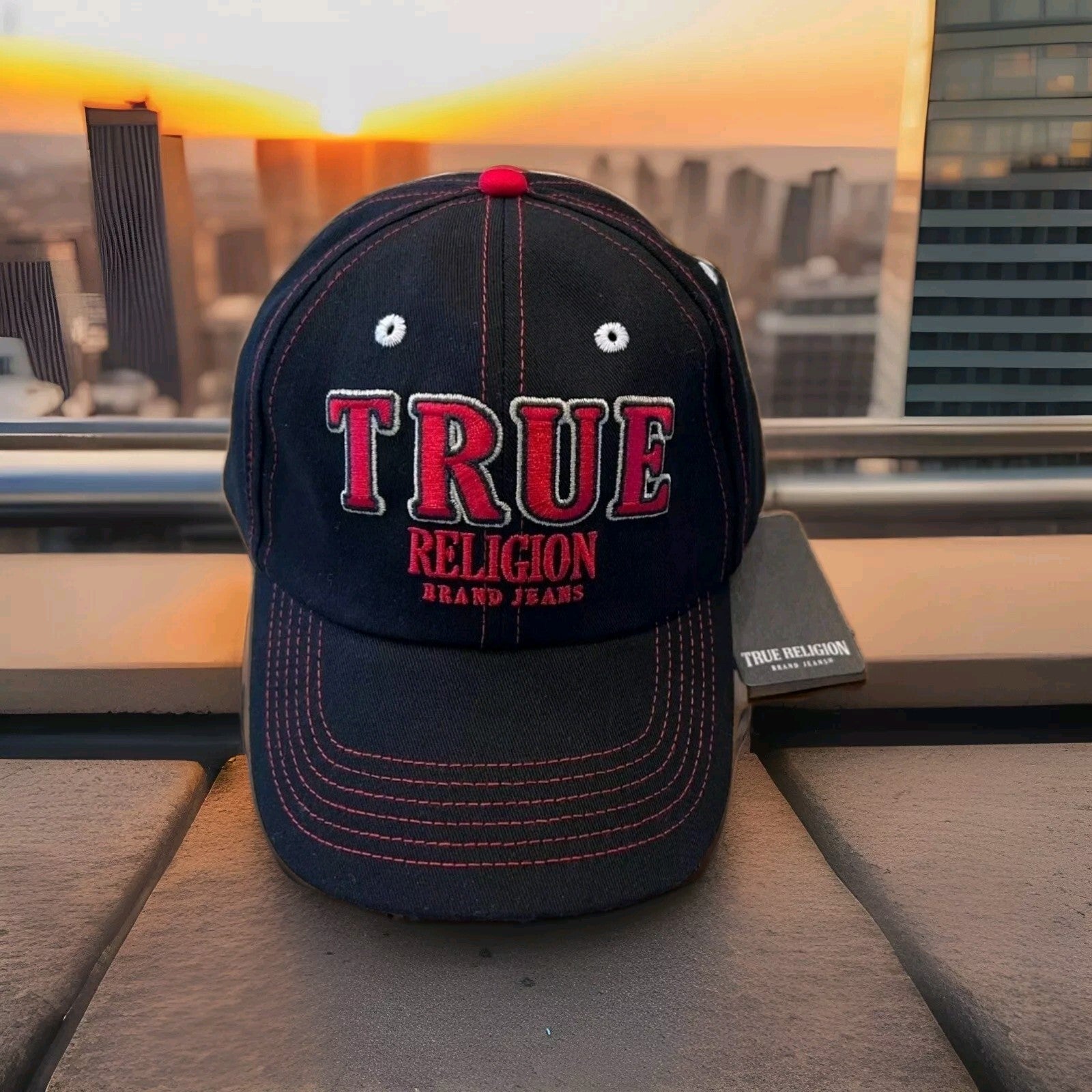 True Religion Red/Black/ White  Adj Hat Cap One Size NWT 0