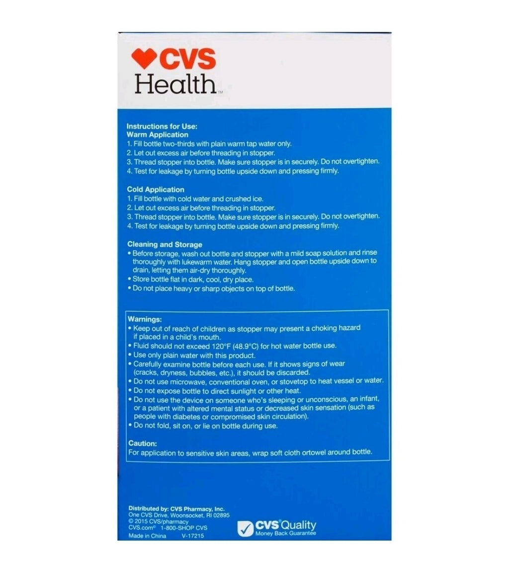 Lot Of 4 CVS Health Hot Water Bottle Warm or Cold 1.75 Qt 1.65L Latex Free New