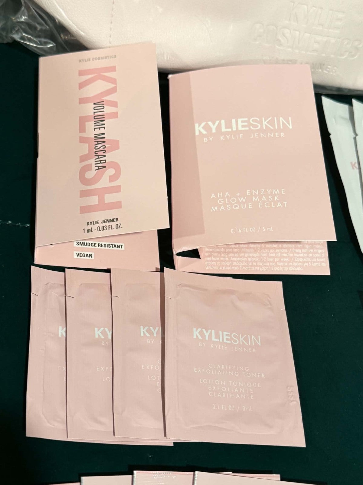 Kylie Cosmetics 26-Piece Makeup Bag Bundle Rare Kylie Skin Keychain Samples Lot